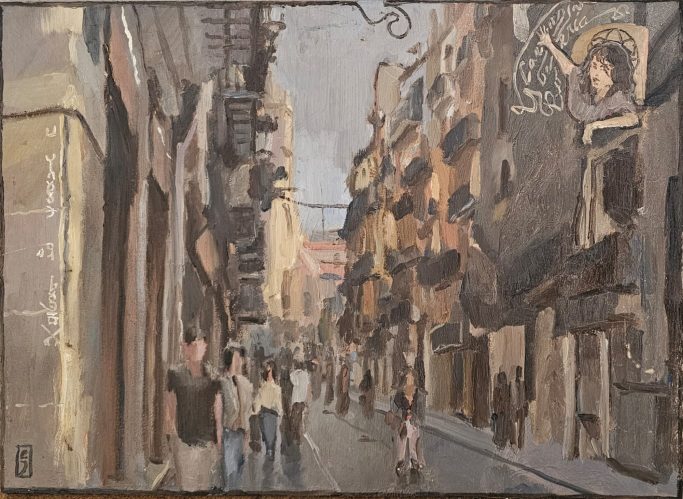 "Carrer de la Bosseria" (Estilo "Nueva Escuela") 30 x 40 cm